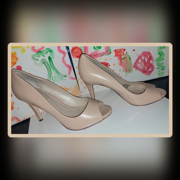 Style & Co Camel Bone Tan Stilettos Heel Peep Toe Shoes Sz 10 - Picture 7 of 9